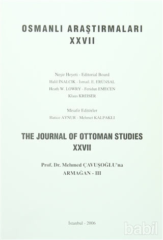 Picture of Osmanlı Araştırmaları - The Journal of Ottoman Studies Sayı: 27